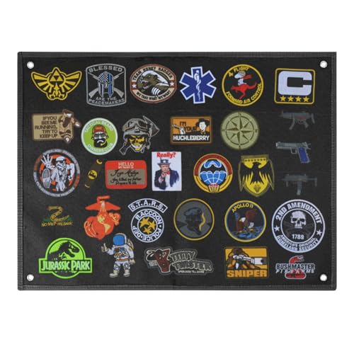 Foreverup Kletttafel Patches Klett, 60 x 45cm,Taktische Patch-Display-Tafel,Patches Klett Wand Klettfläche,Taktische Patch Board Faltbar Organizer Display Tafel Mit Ösen (Schwarz) von Foreverup