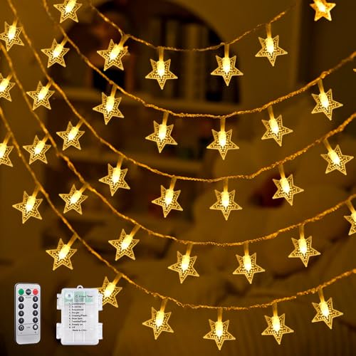 Lichterkette Außen Batterie, aifulo 6M 40 LED Sterne Kugel Lichterkette, IP66 Wasserdicht, Warmweiß Lichterkette Weihnachten für Balkon, Schlafzimmer, Party, Hochzeit von Foreverup