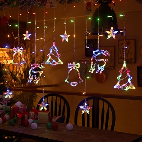 Lichtervorhang Weihnachten Fenster, Led Sterne Lichterkette für Weihnachtsdeko USB,IP44 Weihnachtsbeleuchtung Innen,Außen Wasserdicht für Weihnachtendeko,Fensterdeko von Foreverup