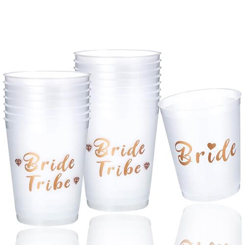 Forhandy 16 Stück Team Bride Becher, JGA Becher Wiederverwendbar Braut und Team Braut Tassen, Bachelorette Party Cups für Bridal Shower Frauen Verlobungsfeier Junggesellenabschied Party (12oz, 355ml) von Forhandy