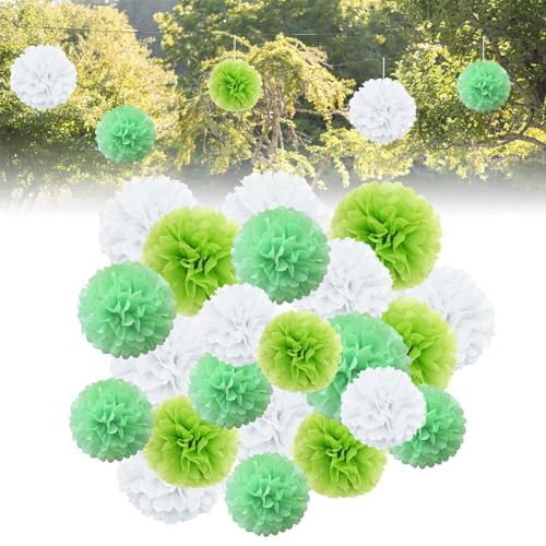 Forhandy 30 Stück Hochzeitsdeko Seidenpapier Pompons Grün, Papier Pompons Deko für Hochzeit Geburtstag Gartenparty Deko von Forhandy