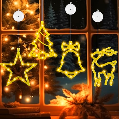 Forhome 6er Set LED Saugnapf Weihnachten Lichter,Led Weihnachtsdeko Lichterkette,Weihnachtsdeko Sucker Lampe,Weihnachtsbeleuchtung Fenster Kinder,für Party Weihnachten Deko Innen Außen Fensterdeko von Forhome