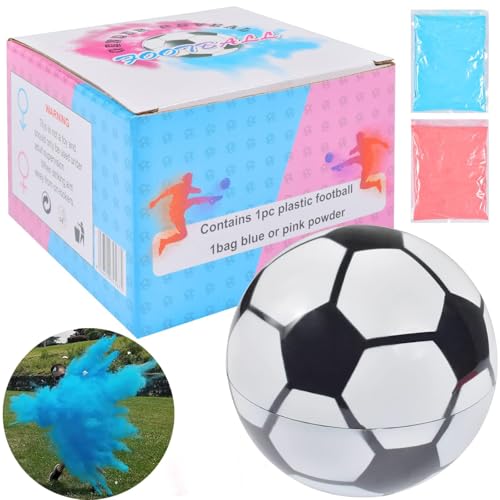 Gender Reveal Fußballball mit Pulver,Gender Reveal Fußball Baby Shower Mädchen oder Jungen,Baby Geschlecht Verkünden,Gender Reveal Party Supplies,Blau oder Rosa Pulver für Jungen oder Mädchen von Forhome