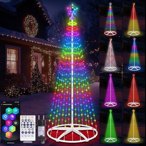 Forlivese 310 LED Weihnachtsbaum Kegelform, RGB mehrfarbige Variante Tannenbaum Lichterbaum Weihnachtsdeko, Fernsteuerung/APP DIY Lichterkette Weihnachtsbaum für Garten Balkon Weihnachtsdeko von Forlivese