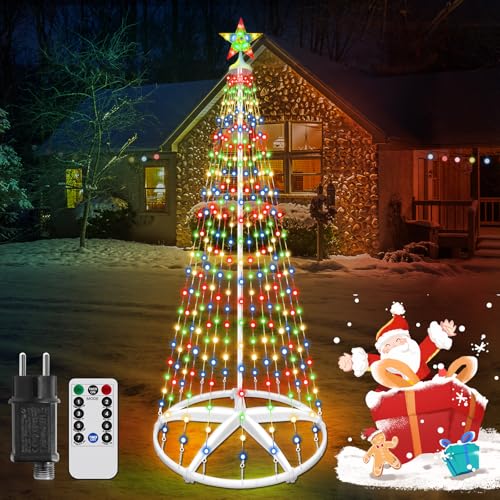 Forlivese 312 LED Weihnachtsbaum Kegelform, 4 Farbvarianten 8 Modi Tannenbaum Lichterbaum Weihnachtsdeko, Fernsteuerung Lichterkette Weihnachtsbaum für Garten Balkon Weihnachtsdeko Aussen von Forlivese