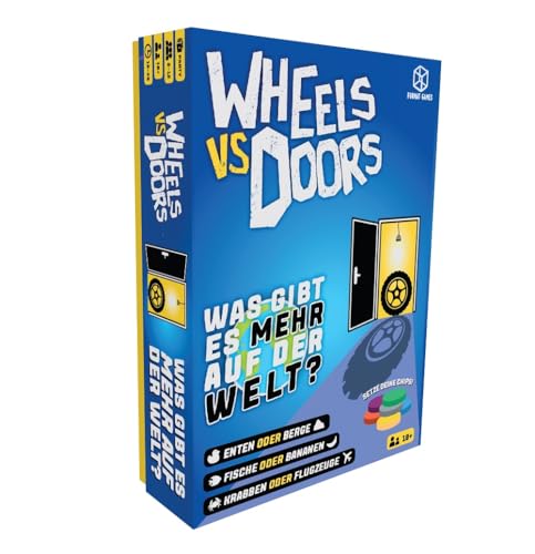 Format Games 3163005 Wheels vs Doors, was gibt es mehr auf der Welt, spannendes Partyspiel ab 10 Jahren, kooperatives Schätzspiel für 2-12 Personen, deutsche Edition von Format Games