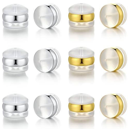 18 Karat vergoldete Silikonrückseite für Ohrstecker/Ohrkabel, Fischhaken, sichere Verschlüsse für schwere/fallende Ohrringe, hypoallergen, weich und transparent 18 Karat vergoldete Silikonrückseite für Ohrstecker/Ohrkabel, Fischhaken, sichere Verschlüsse für schwere/fallende Ohrringe, hypoallergen, weich und transparent von Formulen