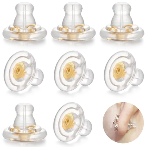 Silikon-Ohrring-Verschlüsse, 18 Karat Gold, sichere Ohrring-Verschlüsse für Ohrstecker/hängende Ohren, keine Reizung, hypoallergen, weiche, transparente Ohrring-Verschlüsse für Erwachsene (Gold) Silikon-Ohrring-Verschlüsse, 18 Karat Gold, sichere Ohrring-Verschlüsse für Ohrstecker/hängende Ohren, keine Reizung, hypoallergen, weiche, transparente Ohrring-Verschlüsse für Erwachsene (Gold) von Formulen