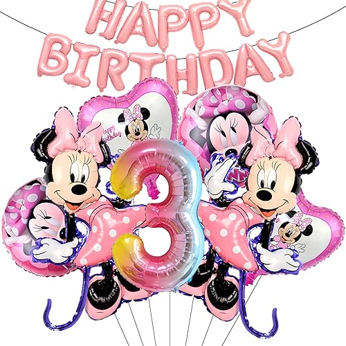 8 Stück Rosa Minnie Luftballons, Minnie Geburtstag Party Deko, Minnie Themed Geburtstag Dekorationen, Für Kinder Mädchen Geburtstag Dekoration, Minnie Geburtstagsdeko 3 Jahre von Forninc