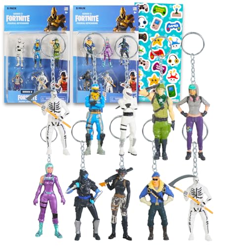 Fortnite Schlüsselanhänger-Figuren-Set für Kinder – Paket mit 10 Fortnite-Figuren-Schlüsselanhängern für Rucksäcke, Kuchenaufsätze, mehr Plus-Aufkleber, Fortnite Actionfigur-Schlüsselanhänger, von Fortnite