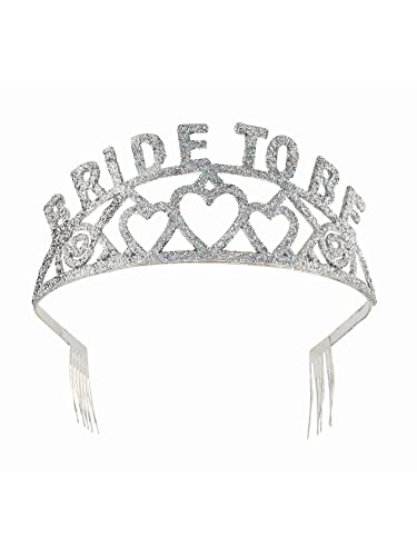 Bristol Novelty BA1758 Glitzer Glitzerndes Diadem – „Bride to Be“, Silber, Einheitsgröße von Rubie's