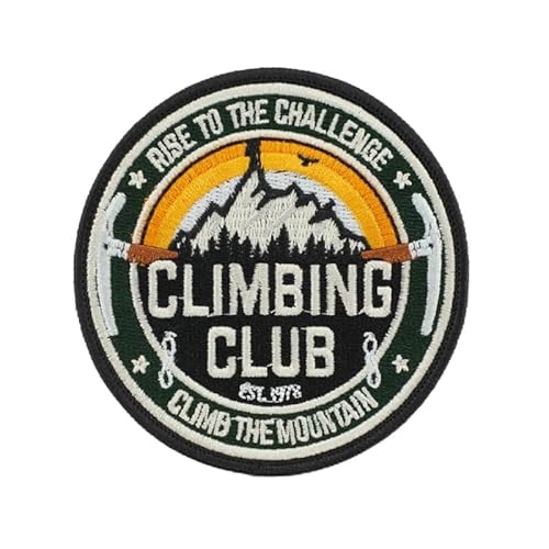 Stoff-Aufnäher Climbing Club Rise to The Challenge 8,1 cm Climb The Mountain Stellen Sie Sich der Herausforderung - Erklimmen Sie den Berg von Fosco Industries