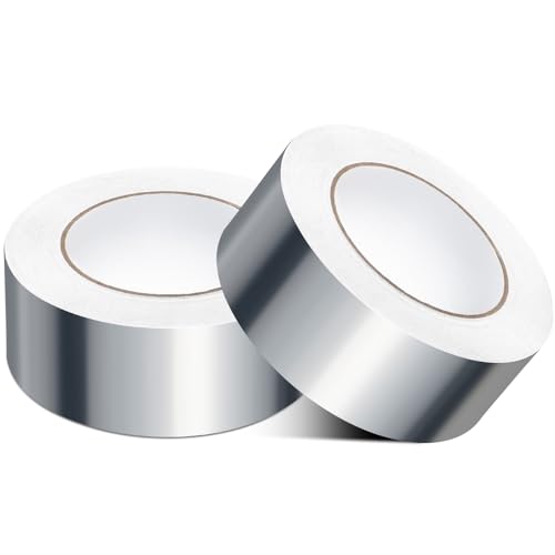 Fosdaling Aluminium Klebeband Hitzebeständig - Aluband Selbstklebend - 2 Rollen 50mm X 50 m Aluminium Tape zum Versiegeln, Isolierung & Reparieren von Fosdaling