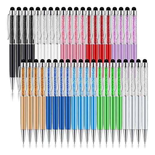 Fossthiroy 40 StüCk Kristallkugelschreiber Bulk Shiny 2 in 1 Slim Crystal Diamond Screen Stylus Schwarze Geltinte Kugelschreiber Glitter Pen von Fossthiroy