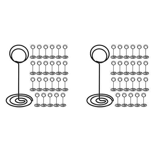 Fossthiroy 48 Stück Tischnummernhalter Hochzeit Tisch Namenskartenhalter Clips Bild Memo Notiz Foto Ständer (schwarz) von Fossthiroy