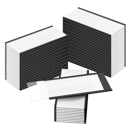 Fossthiroy Magnetische Etikettenhalter, 4 X 2, C-Kanal-Etikettenhalter mit Transparentem Kunststoffschutz und Weißen Papiereinlagen, 50 Sets von Fossthiroy