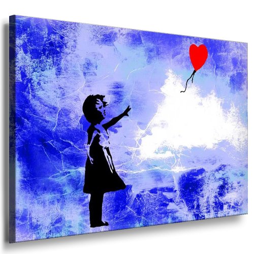 Fotoleinwand24 - Banksy Graffiti Art There is Always Hope / AA0134 / Bild auf Keilrahmen/Blau / 100x70 cm von Fotoleinwand24