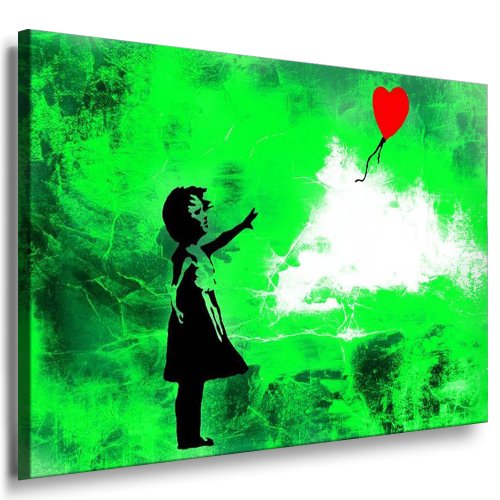 Fotoleinwand24 - Banksy Graffiti Art There is Always Hope / AA0134 / Bild auf Keilrahmen/Grün / 70x50 cm von Fotoleinwand24