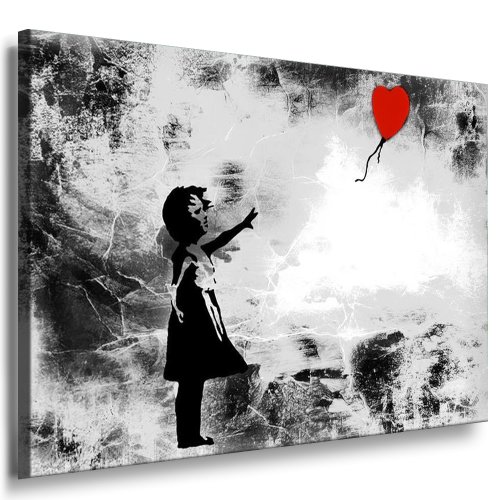 Fotoleinwand24 - Banksy Graffiti Art There is Always Hope / AA0134 / Bild auf Keilrahmen/Schwarz-Weiß / 150x100 cm von Fotoleinwand24