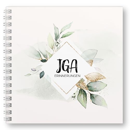 Fotospiel JGA Fotobuch by snaPmee - Erinnerung Junggesellinnenabschied Frauen - Hardcover Gästebuch für Fotoaufgaben - Spiralbindung - Größe 21x21cm, 300 g/m² Papier - Eukalyptus von Fotospiel