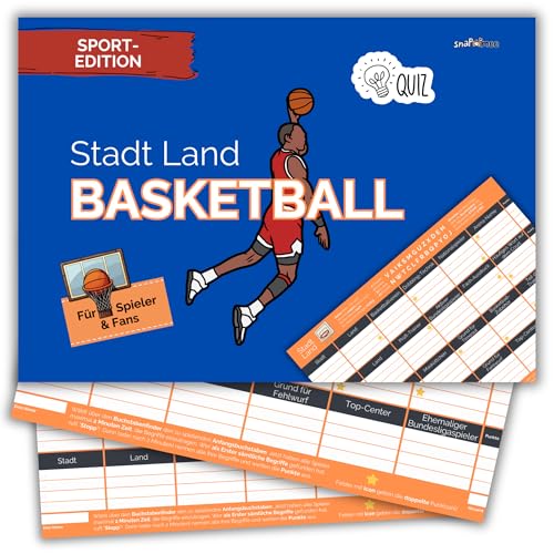 Stadt Land Basketball by snaPmee - Geschenk für Spieler, Trainer & Fans - Quiz Spiel Basketballverein - 50 Blatt Din-A4 von Fotospiel