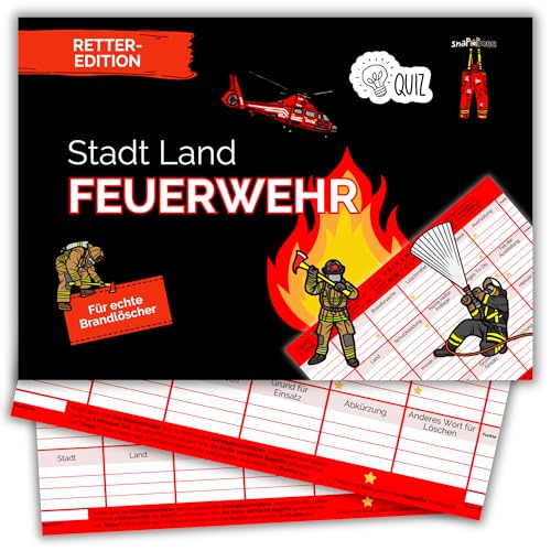 Stadt Land Feuerwehr by snaPmee - Geschenk für Feuerwehrmann & Feuerwehrfrau - Quiz Spiel mit 50 Blatt Din-A4 von Fotospiel