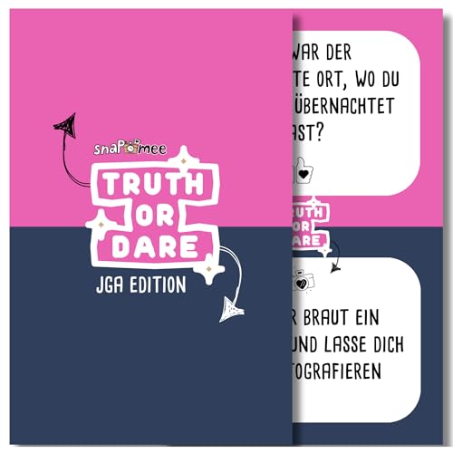 Wahrheit oder Pflicht JGA Edition by snaPmee - Truth or Dare Spiel zum Junggesellenabschied Frauen - 30 Karten mit Pflicht-Fotoaufgaben für Braut & Team Bride von Fotospiel