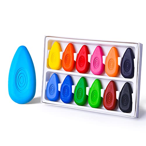 Four Candies 12 Farben Kinderwachsmalstifte, ungiftige wasserfeste Wachsmalstifte für Kleinkind, einfach zu haltende Wachsmalstift für Kleinkinder und Schüler, Schul- und Kunst-Malstift-Set von Four Candies