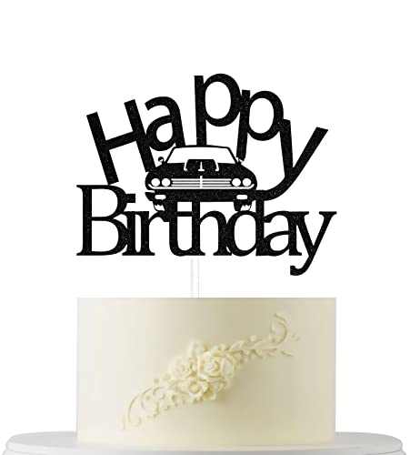 Auto Happy Birthday Cake Topper, Classic Car Birthday Cake Topper, Car Cake Topper, Man Cheers to 30/40/50/60/70/80 Years Cake Topper, Classic Car Party Dekorationen von Four Ever Sweet