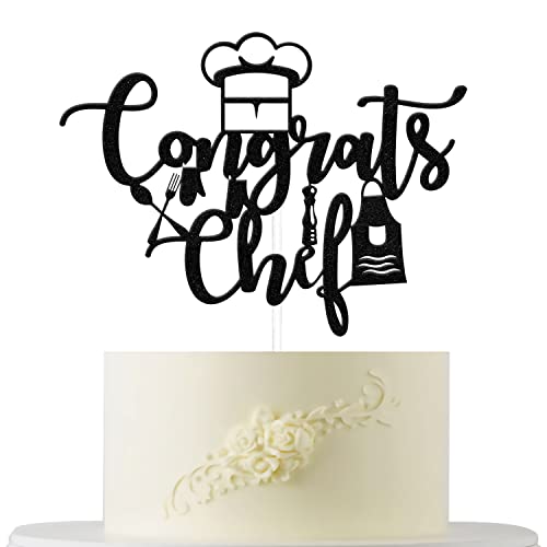 Congrats Chef Tortenaufsatz, kulinarische Schule, Kuchendekoration, ausgebildete AF Abschlussfeier Party-Dekorationen Zubehör – Chef's Graduation Cake Topper schwarz von Four Ever Sweet