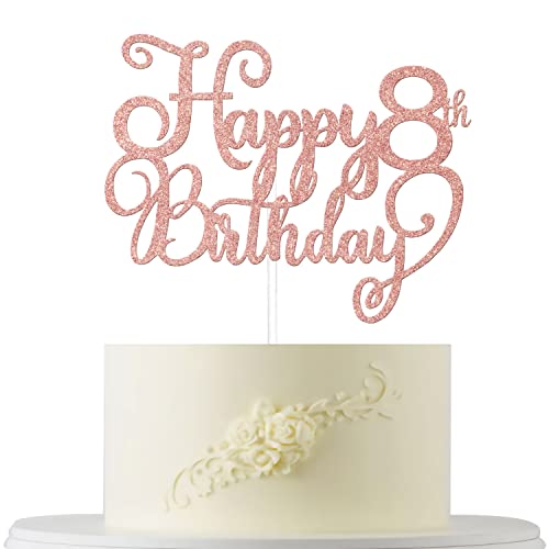 Happy 8th Birthday Cake Topper Rose Gold Glitter, Boy/Mädchen 8th Birthday Cake Topper, 8 Cake Topper, It's Great to Be 8 Cake Topper, Hello 8, Cheers to 8 Years Cake Topper, 8th Birthday Decorations von Four Ever Sweet