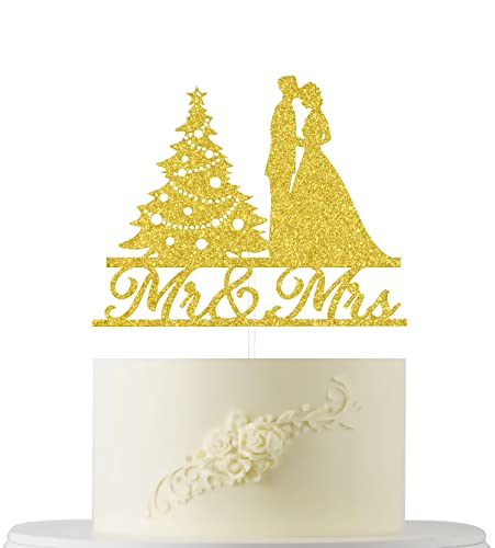 Mr & Mrs Cake Topper Gold Glitzer Weihnachtsbaum Hochzeit Tortenaufsatz Winter Hochzeit Tortenaufsatz Weihnachten Hochzeit Tortenaufsatz Weihnachtsbaum Tortenaufsatz Winter Hochzeit Party Dekorationen von Four Ever Sweet