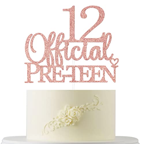 Offizieller Tortenaufsatz mit 12 vorzehnten Rotgold Glitzer, "Happy 12th Birthday", Kuchendekorationen, Hello 12, Cheers to 12 Years Old Birthday Anniversary Party Decoration Supply von Four Ever Sweet