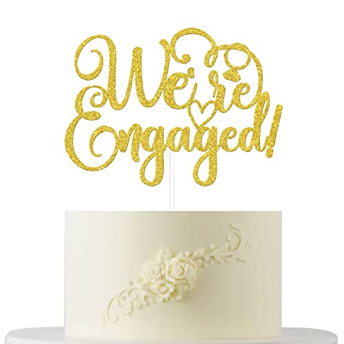 We're Engaged Cake Topper, Engagement Cake Decorations, Bridal Shower Cake Decor, Bride To Be Bachelorette Party Supplies Gold Glitter von Four Ever Sweet