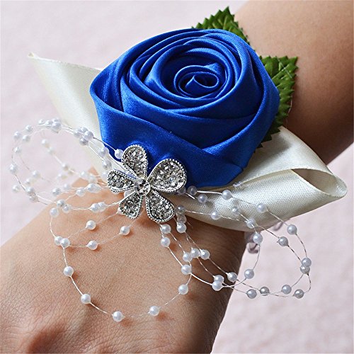 Fouriding Blumenarmband Hand Rose Blumen Armband Handgelenk Corsage Armreif Wrist Flower Blume für Hochzeiten für Braut Brautjungfer Mädchen Hochzeit Prom Party von Fouriding