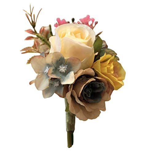 Fouriding Bräutigam Anstecknadel Boutonniere Boutonnièr Braut Blumen Corsage Brosche Hochzeitsanstecker der Männer für herren Hochzeit Anzug Bankett Partei Dekoration von Fouriding