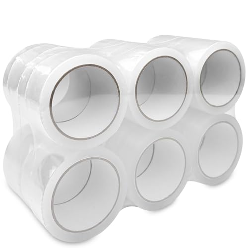 Fousenuk 12 Paketklebeband Rollentransparent, Klebeband Transparent 48mmx66m, Paketbandtransparentstark, Verpackungsband, Durchsichtigesklebeband Breit, Packband Transparent für Verpackungen und Paket von Fousenuk