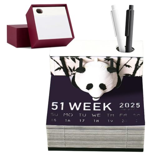 3D-Notizblock Panda, Abreißen Panda Kalender 2025, 2025 Tischkalender-Notizblock, Demotivierende Tischkalender, Kreative Papierskulptur Panda Desktop Ornament (Panda - B) von Fouvin