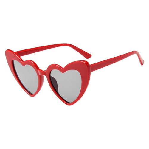 Foway Herz-Sonnenbrille | UV-Schutz Retro-Brille Übergroße trendige Liebesform-Brille | Modische, transparente, getönte Candy-Brille mit UV-Schutz für Festivals von Foway