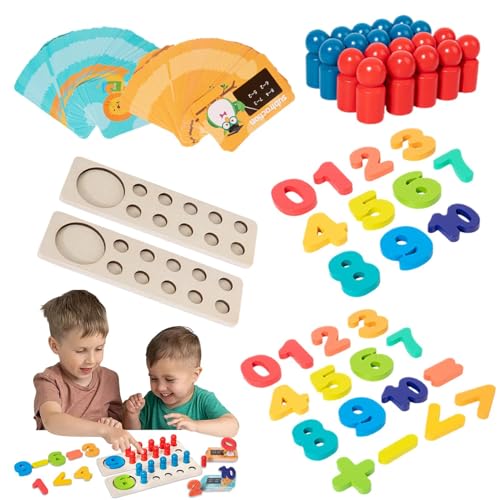 Foway Pädagogische Mathe-Manipulationen, Mathe-Spiele für Kinder 5-7, Wood Kindergarten Mathe-Spiele Additions- und Subtraktionsspiele, Zählspielzeug, Mathe-Manipulationen, Vorschul-Lernaktivitäten von Foway