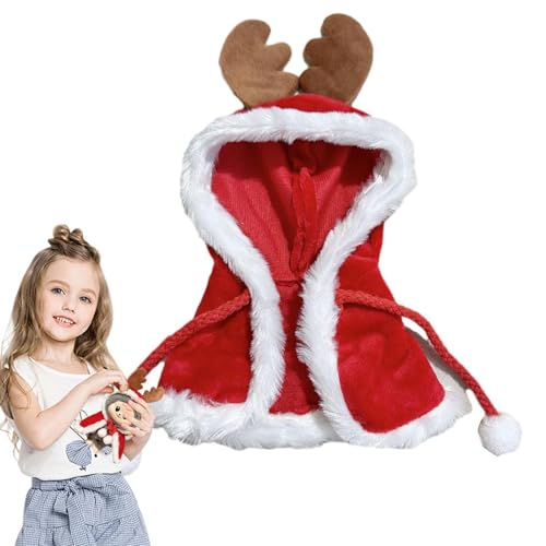 Foway Puppen-Cape-Kleidung, Kleidung für Puppen - Weihnachtskleidung Plüschpuppenkleidung - Anziehkleidung, süßer Puppenanzug, Geweihumhang, Puppendekoration, Puppenzubehör, Partygeschenke von Foway