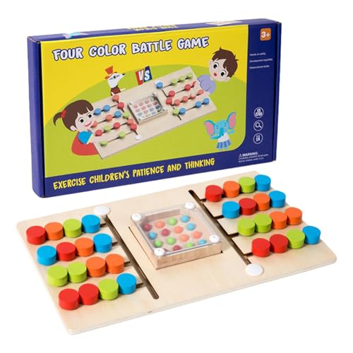 Foway Puzzle-Spielzeug für die kindliche Entwicklung, farblich passendes Puzzle-Spielzeug,Holzperlen-Farbsortier-Brettspiel - Zwei-Spieler-Brettspiel, Vorschul-Lernspielzeug für, Mädchen, Kinder von Foway