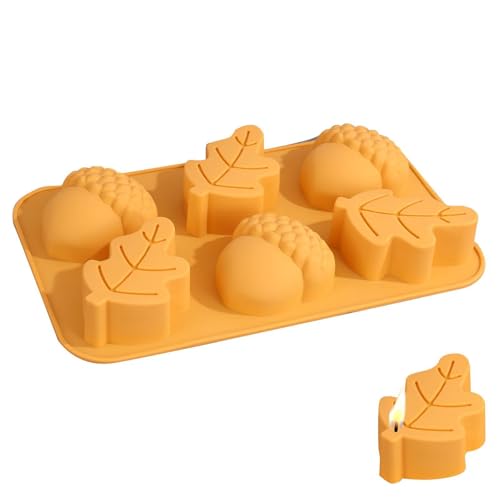 Foway Silikonform für Seife,6 Mulden blatt-Eichen-Süßigkeitsformen - -Fondant-Formen, Süßigkeitsformen, Thanksgiving-Themen-Silikonformen für -Kuchen von Foway