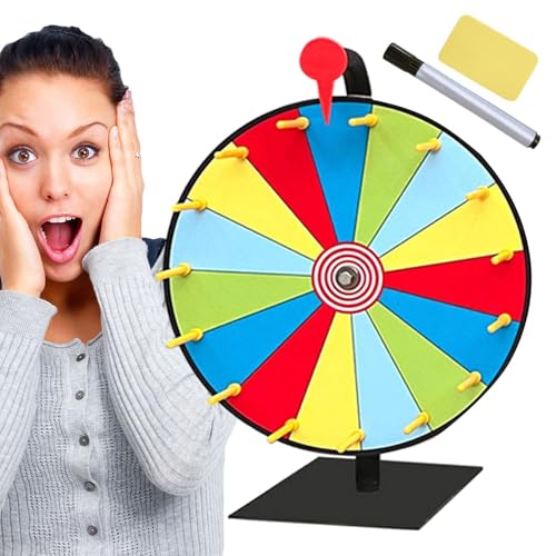 Foway Trocken abwischbares Spinnrad | Glücksrad, Drehrad für Preise - 15 Slots Wheel Spinner mit Marker und Radiergummi, Tabletop Roulette Spinner für Classic Series, Fortune Game von Foway