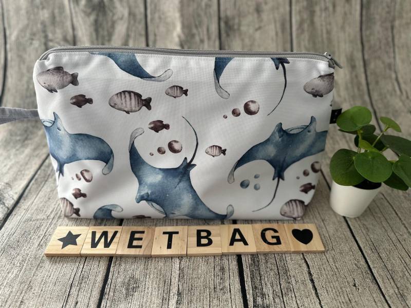 Wetbag Nasstasche Waschtasche Wechseltasche Wickeltasche Wechselkleidung Badetasche Schwimmtasche Kindergartenkind Kita Namensfeld von FoxFrogShop