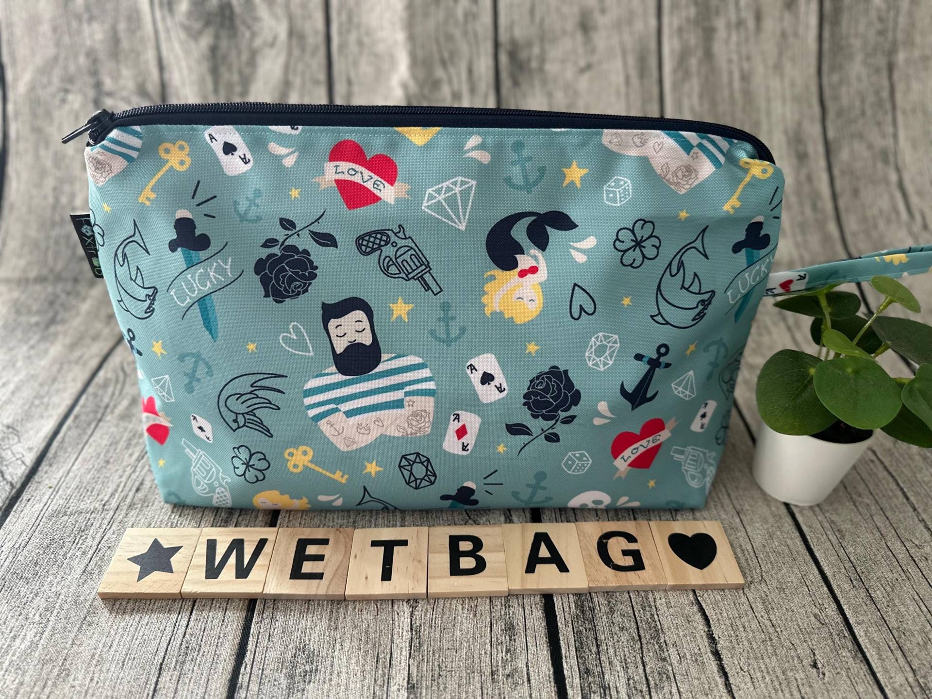 Wetbag Nasstasche Waschtasche Wechseltasche Wickeltasche Wechselkleidung Badetasche Schwimmtasche Kindergartenkind Kita Namensfeld von FoxFrogShop