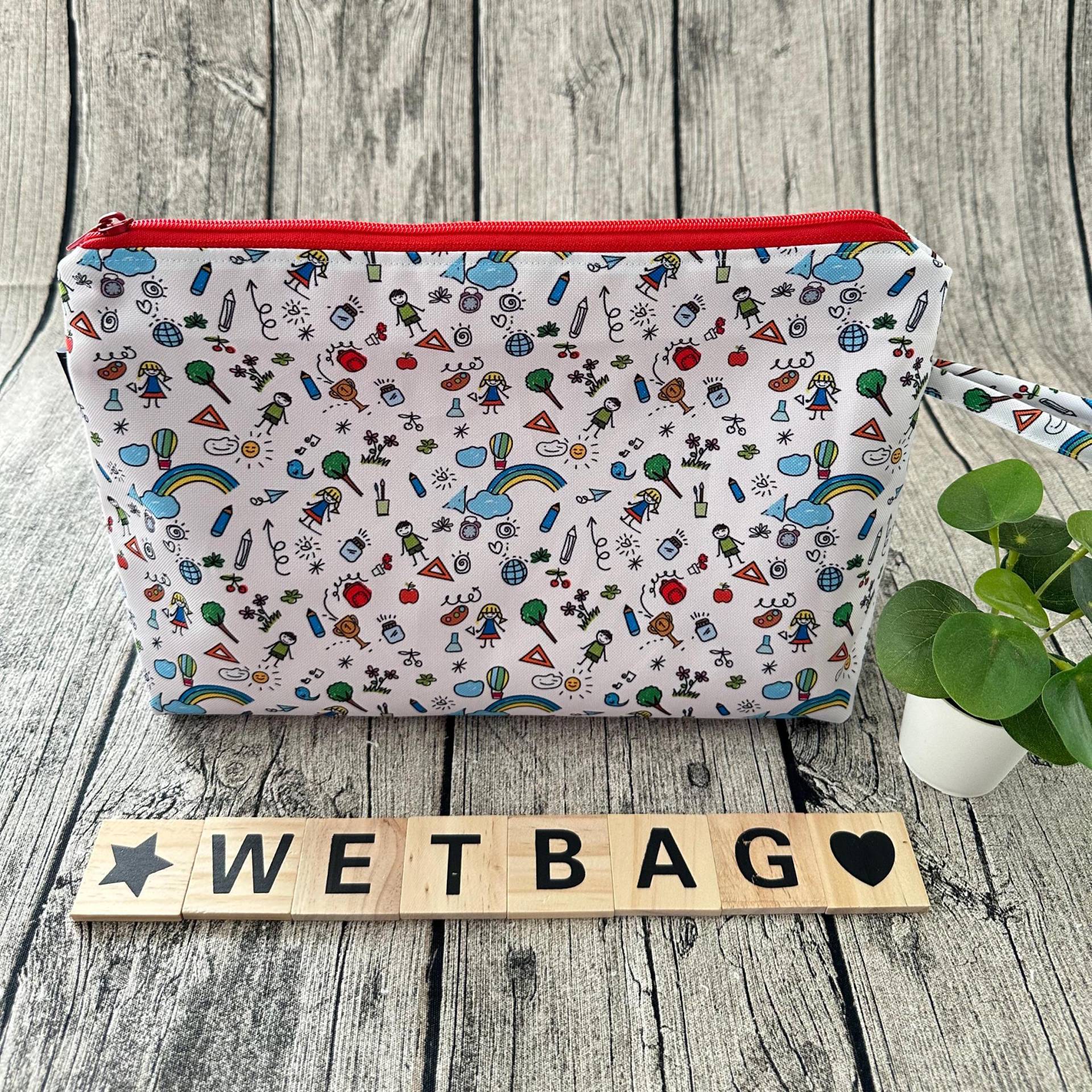 Wetbag Nasstasche Waschtasche Wechseltasche Wickeltasche Wechselkleidung Badetasche Schwimmtasche Kindergartenkind Kita Namensfeld von FoxFrogShop