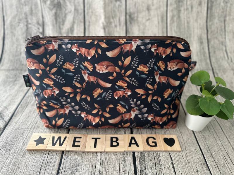 Wetbag Nasstasche Wasserabweisend Pflegeleicht Wickeltasche Wechselkleidung Geruchsdicht Kindergartenkind Kita Namensfeld Badetasche Fuchs von FoxFrogShop