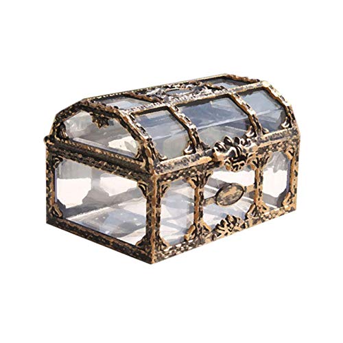 Foxlove Mini-Schmuckbox Schmuckschatulle Aus Metall Und Glas Schmuckbox Terrarium Retro Deco Schmuck Metall Gold Messing Farbe Piraten Schmuck Aufbewahrungsbox Veranstalter von Foxlove