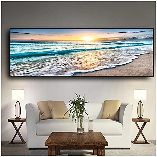 DIY 5D Diamant Malerei Kits Malen nach Zahlen Meer Strand groß Diamond Painting Bilder Vollbohrer Stickerei Kreuzstich Kristall Strass Mosaik Gemälde für Home Wanddekoration -40x120cm/16x48in von Foyaya